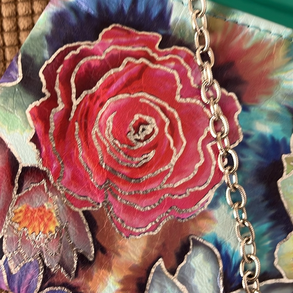 Kemestry leather hand tooled exquisite silver trim long chain purse/clutch NWOT - Picture 11 of 12